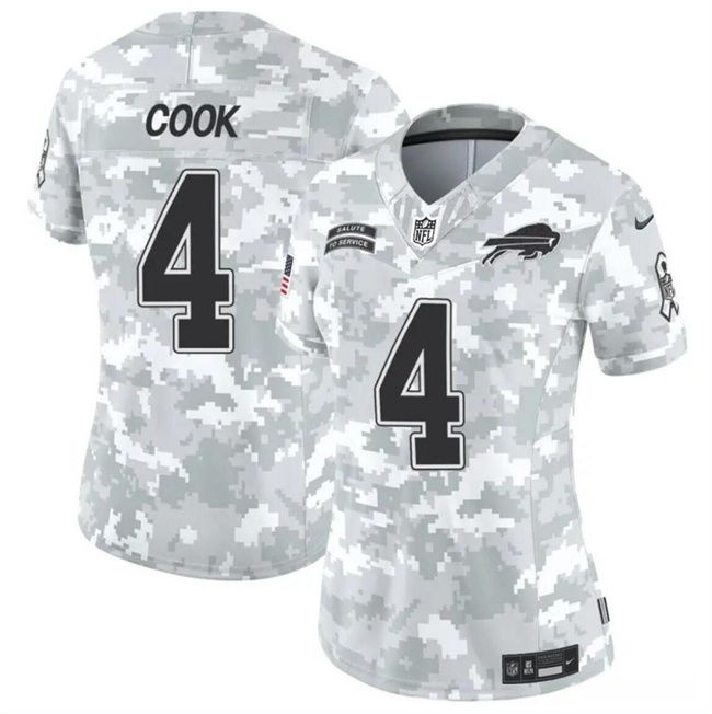 Women's Buffalo Bills #4 James Cook 2024 F.U.S.E Arctic Camo Salute To Service Limited Stitched Football Jersey(Run Small) Women's Buffalo Bills #4 James Cook 2024 F.U.S.E Arctic Camo Salute To Service Limited Stitched Football Jersey(Run Small)
