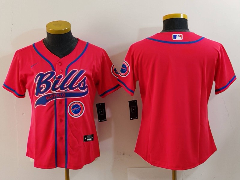 Women's Buffalo Bills Red Team Big Logo With Patch Cool Base Stitched Baseball Jersey 1 Women's Buffalo Bills Red Team Big Logo With Patch Cool Base Stitched Baseball Jersey 1