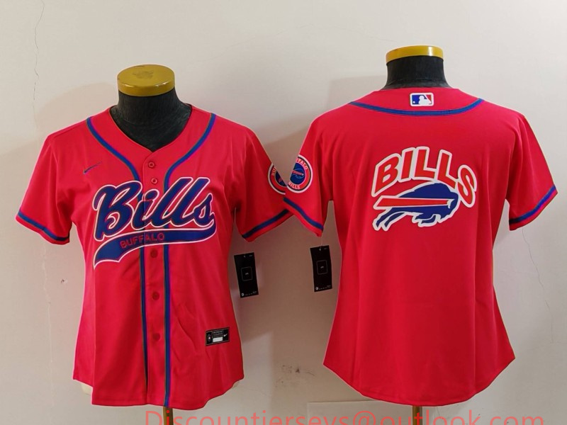 Women's Buffalo Bills Red Team Big Logo With Patch Cool Base Stitched Baseball Jersey Women's Buffalo Bills Red Team Big Logo With Patch Cool Base Stitched Baseball Jersey