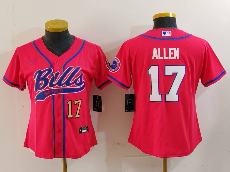 Women's Buffalo Bills #17 Josh Allen Red Cool Base Stitched Baseball Jersey Women's Buffalo Bills #17 Josh Allen Red Cool Base Stitched Baseball Jersey