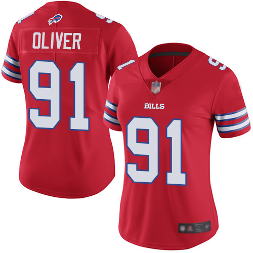 Women Nike Bills 91 Ed Oliver Red Women Color Rush Limited Jersey Women Nike Bills 91 Ed Oliver Red Women Color Rush Limited Jersey