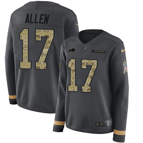 Nike Bills #17 Josh Allen Anthracite Salute to Service Women's Stitched Nike Bills #17 Josh Allen Anthracite Salute to Service Women's Stitched