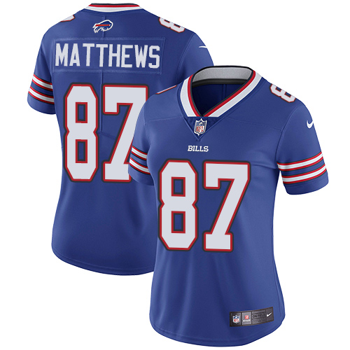 Nike Bills #87 Jordan Matthews Royal Blue Team Color Women's Stitched NFL Vapor Untouchable Limited Jersey Nike Bills #87 Jordan Matthews Royal Blue Team Color Women's Stitched NFL Vapor Untouchable Limited Jersey