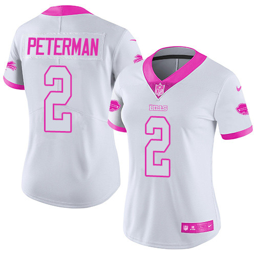Nike Bills #2 Nathan Peterman White Pink Women's Stitched NFL Limited Rush Fashion Jersey Nike Bills #2 Nathan Peterman White Pink Women's Stitched NFL Limited Rush Fashion Jersey