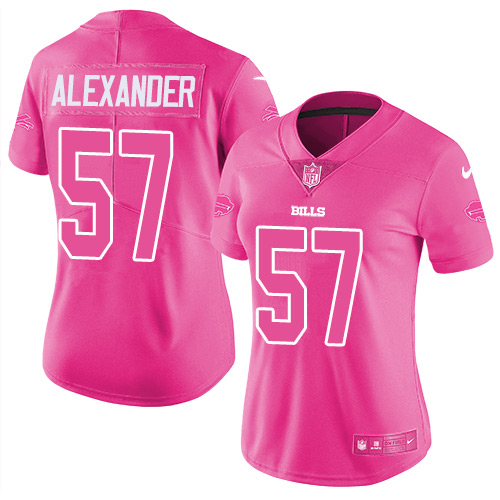 Nike Bills #57 Lorenzo Alexander Pink Women's Stitched NFL Limited Rush Fashion Jersey Nike Bills #57 Lorenzo Alexander Pink Women's Stitched NFL Limited Rush Fashion Jersey