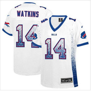 Women Nike Bills #14 Sammy Watkins White Stitched NFL Elite Drift Fashion Jersey