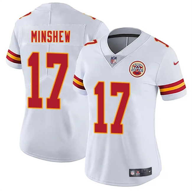 Women's Kansas City Chiefs #17 Gardner Minshew White 2025 Vapor Untouchable Limited Stitched Jersey(Run Small) Women's Kansas City Chiefs #17 Gardner Minshew White 2025 Vapor Untouchable Limited Stitched Jersey(Run Small)