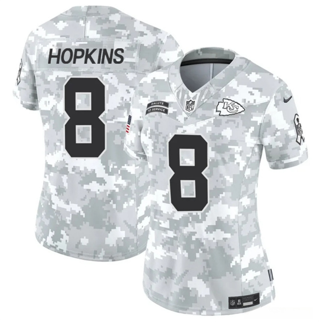 Women's Kansas City Chiefs #8 DeAndre Hopkins 2024 F.U.S.E Arctic Camo Salute To Service Limited Stitched Football Jersey(Run Small) Women's Kansas City Chiefs #8 DeAndre Hopkins 2024 F.U.S.E Arctic Camo Salute To Service Limited Stitched Football Jersey(Run Small)
