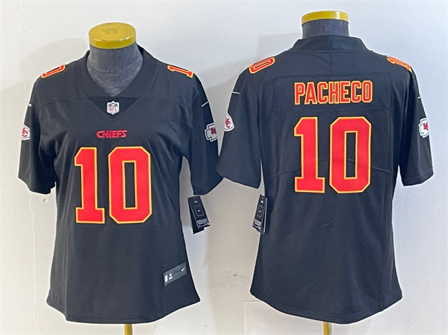 Women's Kansas City Chiefs #10 Isiah Pacheco Black Vapor Untouchable Limited Stitched Women's Kansas City Chiefs #10 Isiah Pacheco Black Vapor Untouchable Limited Stitched