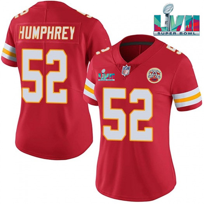 Women's Kansas City Chiefs #52 Creed Humphrey Red Super Bowl LVII Patch Vapor Stitched Jersey(Run Small) Women's Kansas City Chiefs #52 Creed Humphrey Red Super Bowl LVII Patch Vapor Stitched Jersey(Run Small)