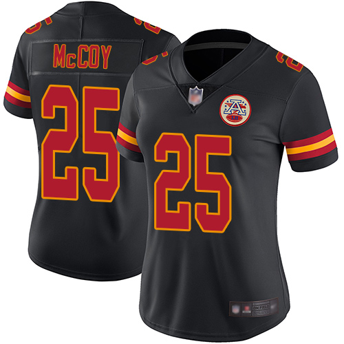 Chiefs #25 LeSean McCoy Black Women's Stitched Football Limited Rush Jersey Chiefs #25 LeSean McCoy Black Women's Stitched Football Limited Rush Jersey