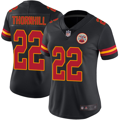 Chiefs #22 Juan Thornhill Black Women's Stitched Football Limited Rush Jersey Chiefs #22 Juan Thornhill Black Women's Stitched Football Limited Rush Jersey