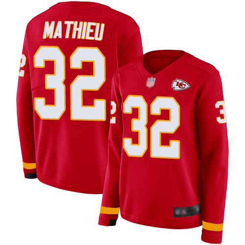 Chiefs #32 Tyrann Mathieu Red Team Color Women's Stitched Football Limited Therma Long Sleeve Jersey Chiefs #32 Tyrann Mathieu Red Team Color Women's Stitched Football Limited Therma Long Sleeve Jersey