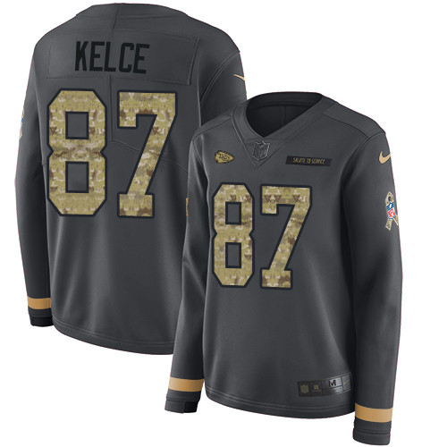 Nike Chiefs #87 Travis Kelce Anthracite Salute to Service Nike Chiefs #87 Travis Kelce Anthracite Salute to Service