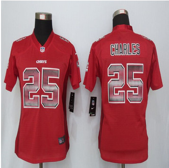 Women New Chiefs #25 Jamaal Charles Red Strobe Elite Jersey Women New Chiefs #25 Jamaal Charles Red Strobe Elite Jersey