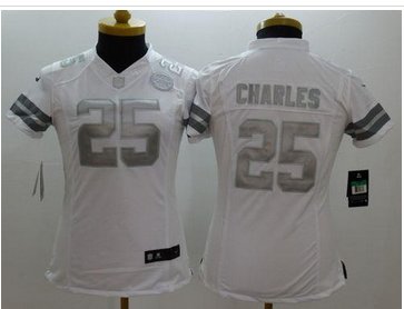 Women's NEW Chiefs #25 Jamaal Charles White NFL Limited Platinum Jersey Women's NEW Chiefs #25 Jamaal Charles White NFL Limited Platinum Jersey