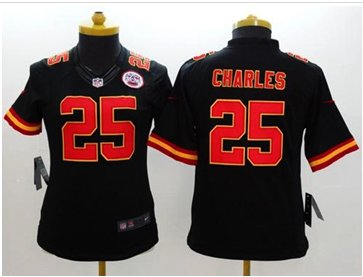 Women's NEW Chiefs #25 Jamaal Charles Black Alternate NFL Limited Jersey Women's NEW Chiefs #25 Jamaal Charles Black Alternate NFL Limited Jersey