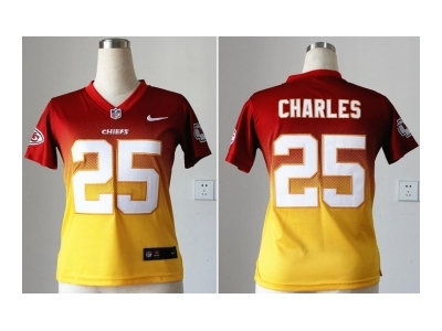 Women Kansas City Chiefs 25 Jamaal Charles Red Yellow Drift Fashion II NFL Jerseys Women Kansas City Chiefs 25 Jamaal Charles Red Yellow Drift Fashion II NFL Jerseys
