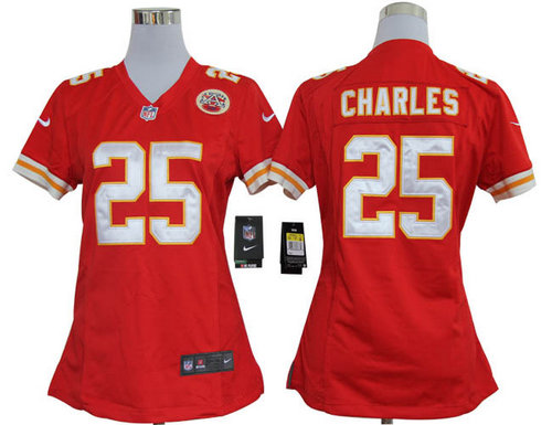 Women Nike Kansas City Chiefs 25 Jamaal Charles Red Jerseys
