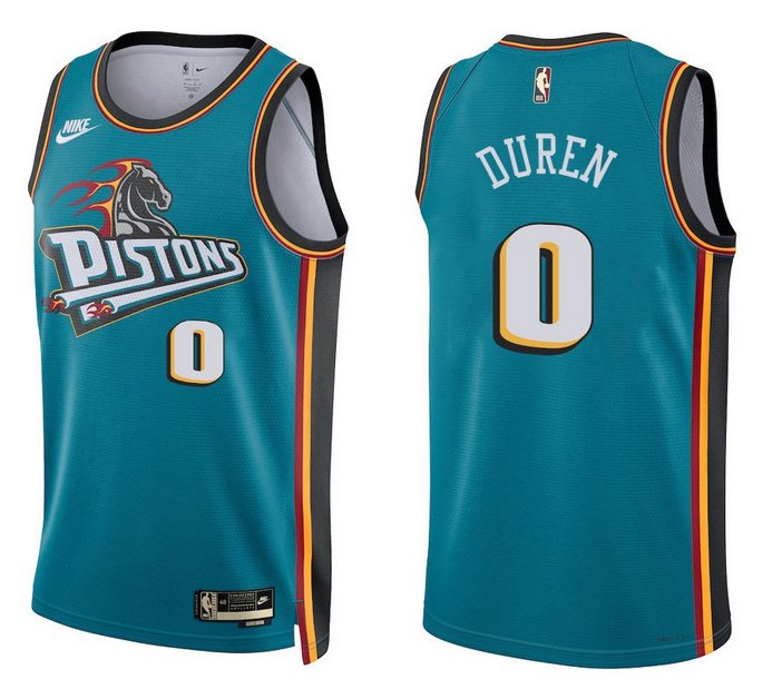 Men's Detroit Pistons #0 Jalen Duren Teal Stitched Basketball Jersey Men's Detroit Pistons #0 Jalen Duren Teal Stitched Basketball Jersey