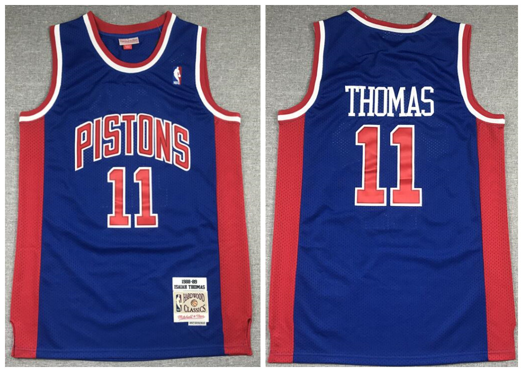 Pistons 11 Isiah Thomas Blue 1988-89 Hardwood Classics Jersey Pistons 11 Isiah Thomas Blue 1988-89 Hardwood Classics Jersey