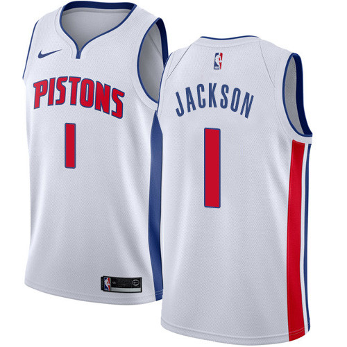 Nike Pistons #1 Reggie Jackson White NBA Swingman Association Edition Jersey Nike Pistons #1 Reggie Jackson White NBA Swingman Association Edition Jersey
