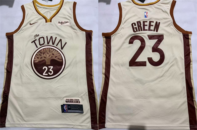 Men's Golden State Warriors #23 Draymond Green Tan City Edition Stitched Basketball Jersey Men's Golden State Warriors #23 Draymond Green Tan City Edition Stitched Basketball Jersey