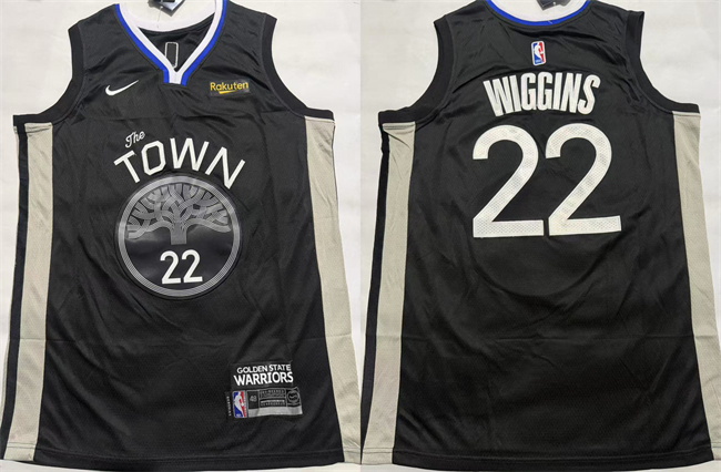 Men's Golden State Warriors #22 Andrew Wiggins Black Stitched Basketball Jersey Men's Golden State Warriors #22 Andrew Wiggins Black Stitched Basketball Jersey
