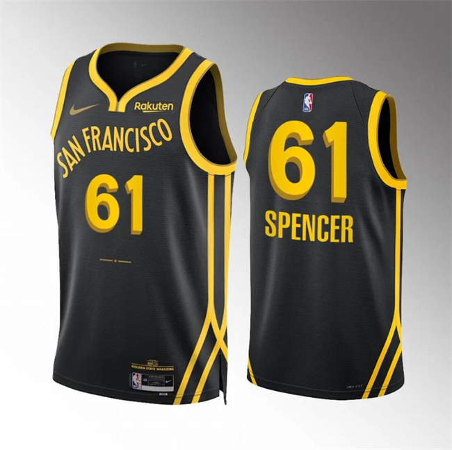 Men's Golden State Warriors #61 Pat Spencer Black 2023 24 City Edition Stitched Basketball Jersey Men's Golden State Warriors #61 Pat Spencer Black 2023 24 City Edition Stitched Basketball Jersey