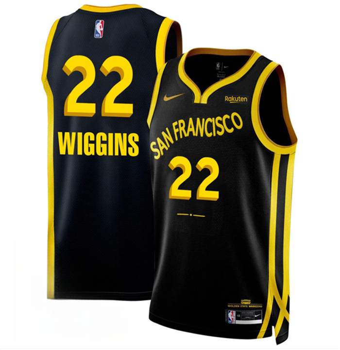 Men's Golden State Warriors #22 Andrew Wiggins Black 2023 24 City Edition Stitched Basketball Jersey Men's Golden State Warriors #22 Andrew Wiggins Black 2023 24 City Edition Stitched Basketball Jersey