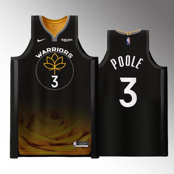 Men's Golden State Warriors #3 Jordan Poole 2022 2023 Black City Edition Stitched Basketball Jersey Men's Golden State Warriors #3 Jordan Poole 2022 2023 Black City Edition Stitched Basketball Jersey