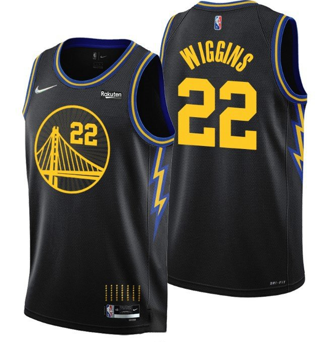 Men's Golden State Warriors #22 Andrew Wiggins 2021 22 City Edition Black 75th Anniversary Stitched Basketball Jersey Men's Golden State Warriors #22 Andrew Wiggins 2021 22 City Edition Black 75th Anniversary Stitched Basketball Jersey