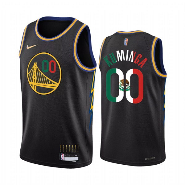 Men's Golden State Warriors #00 Jonathan Kuminga 2022 Black Special Mexico City Edition Stitched Jersey Men's Golden State Warriors #00 Jonathan Kuminga 2022 Black Special Mexico City Edition Stitched Jersey