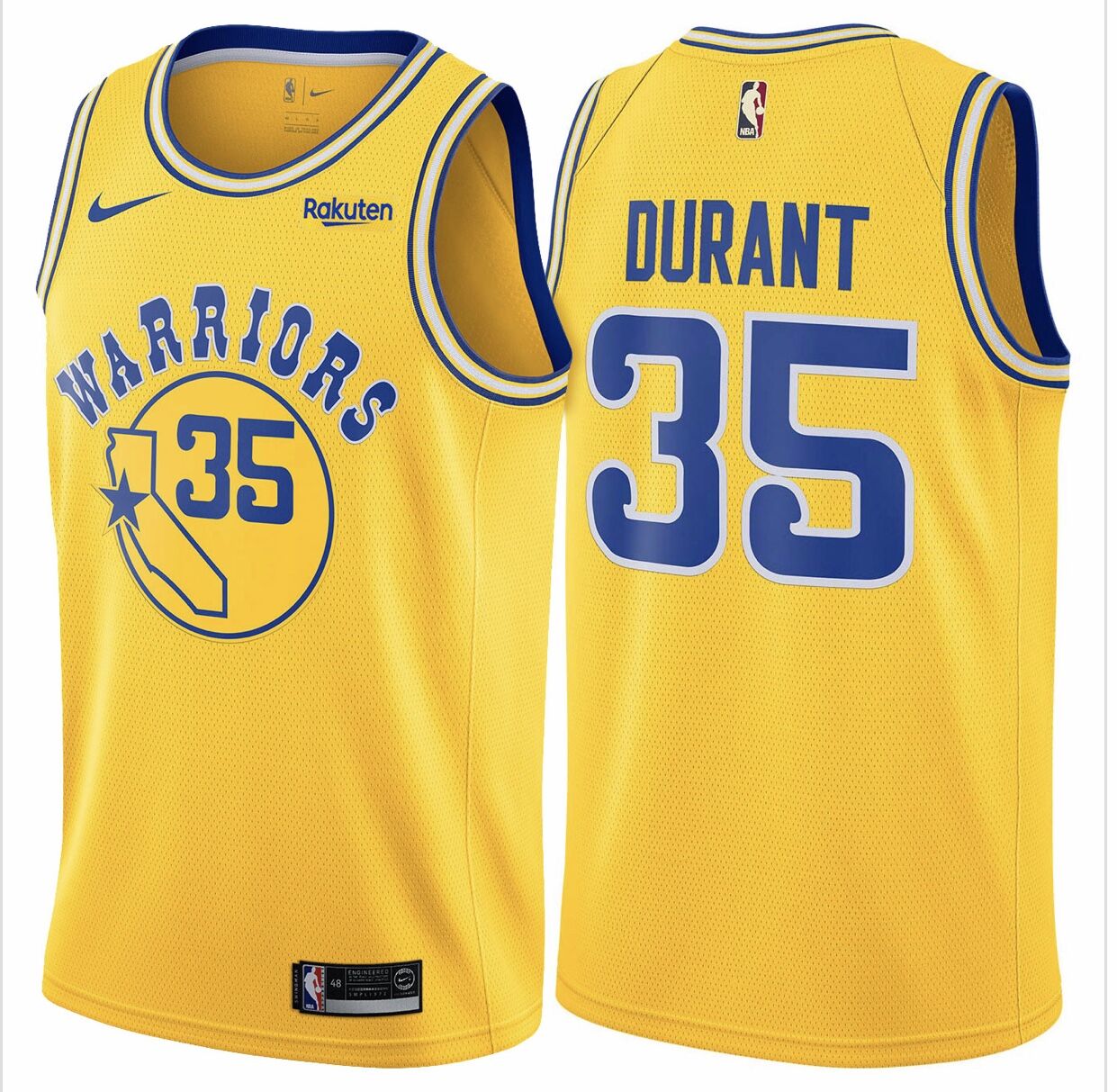 Nike Warriors #35 Kevin Durant Gold Throwback NBA Swingman Hardwood Classics Jersey Nike Warriors #35 Kevin Durant Gold Throwback NBA Swingman Hardwood Classics Jersey