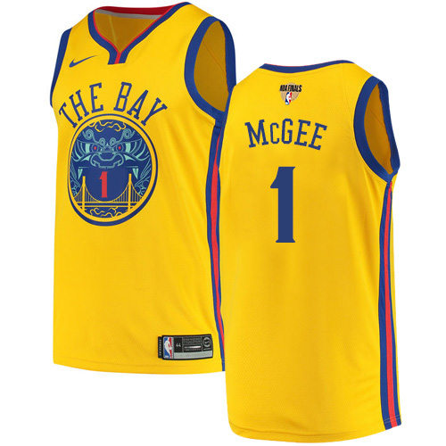 Nike Warriors #1 JaVale McGee Gold The Finals Patch NBA Swingman City Edition Jersey Nike Warriors #1 JaVale McGee Gold The Finals Patch NBA Swingman City Edition Jersey