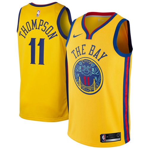 Nike Warriors #11 Klay Thompson Gold NBA Swingman City Edition Jersey Nike Warriors #11 Klay Thompson Gold NBA Swingman City Edition Jersey