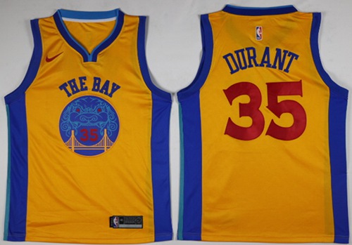 Nike Warriors #35 Kevin Durant Gold NBA Swingman City Edition Jersey Nike Warriors #35 Kevin Durant Gold NBA Swingman City Edition Jersey