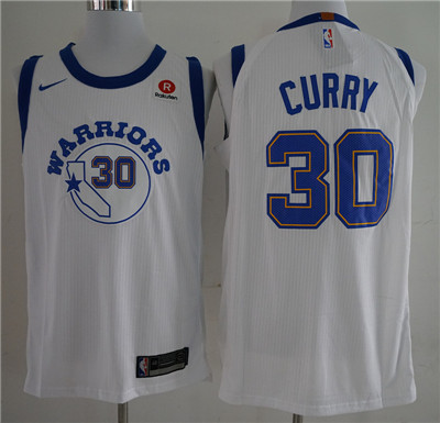 Nike Warriors #30 Stephen Curry White Throwback Authentic Stitched NBA Jersey