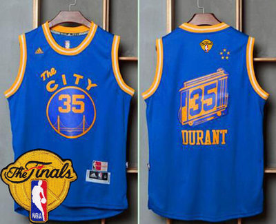 Warriors #35 Kevin Durant Blue Throwback The City The Finals Patch Stitched NBA Jersey Warriors #35 Kevin Durant Blue Throwback The City The Finals Patch Stitched NBA Jersey
