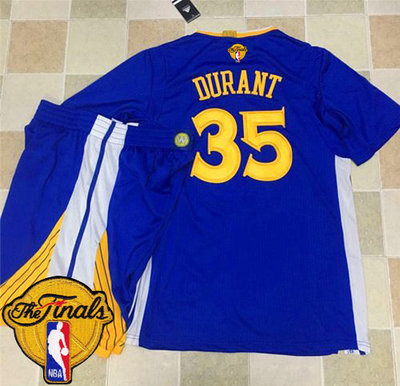 Warriors #35 Kevin Durant Blue Long Sleeve A Set The Finals Patch Stitched NBA Jersey Warriors #35 Kevin Durant Blue Long Sleeve A Set The Finals Patch Stitched NBA Jersey