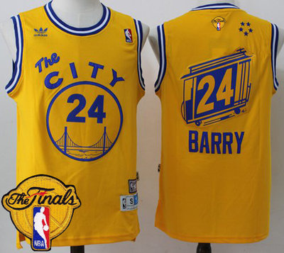 Warriors #24 Rick Barry Gold Throwback The City The Finals Patch Stitched NBA Jersey Warriors #24 Rick Barry Gold Throwback The City The Finals Patch Stitched NBA Jersey