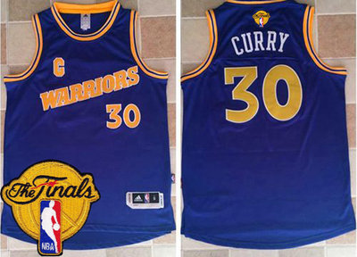 Warriors #30 Stephen Curry Blue New Throwback The Finals Patch Stitched NBA Jersey Warriors #30 Stephen Curry Blue New Throwback The Finals Patch Stitched NBA Jersey