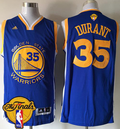 Warriors #35 Kevin Durant Blue Road The Finals Patch Stitched NBA Jersey