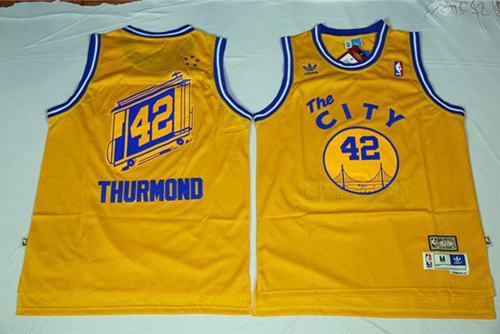 Warriors #42 Nate Thurmond Gold Throwback The City Stitched NBA Jersey Warriors #42 Nate Thurmond Gold Throwback The City Stitched NBA Jersey