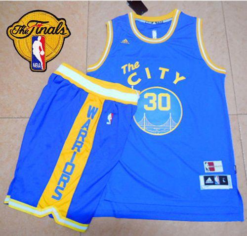 Warriors #30 Stephen Curry Blue Throwback The City A Set The Finals Patch Stitched NBA Jersey Warriors #30 Stephen Curry Blue Throwback The City A Set The Finals Patch Stitched NBA Jersey