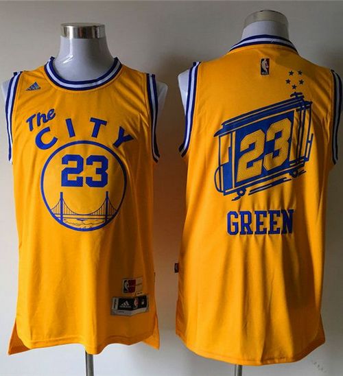 Warriors #23 Draymond Green Gold Throwback The City Stitched NBA Jersey Warriors #23 Draymond Green Gold Throwback The City Stitched NBA Jersey