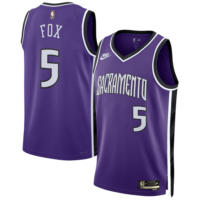 Men's Sacramento Kings #5 De'Aaron Fox Purple 2024 25 Classic Edition Swingman Stitched Basketball Jersey Men's Sacramento Kings #5 De'Aaron Fox Purple 2024 25 Classic Edition Swingman Stitched Basketball Jersey