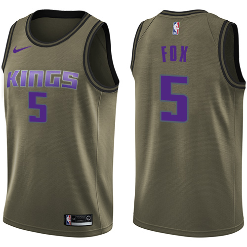Nike Kings #5 De'Aaron Fox Green Salute to Service NBA Swingman Jersey Nike Kings #5 De'Aaron Fox Green Salute to Service NBA Swingman Jersey