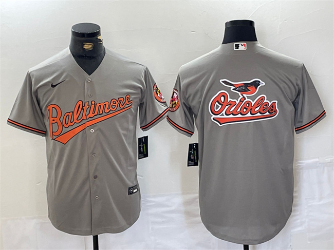 Men's Baltimore Orioles Gray Team Big Logo Cool Base Stitched Jersey 1 Men's Baltimore Orioles Gray Team Big Logo Cool Base Stitched Jersey 1