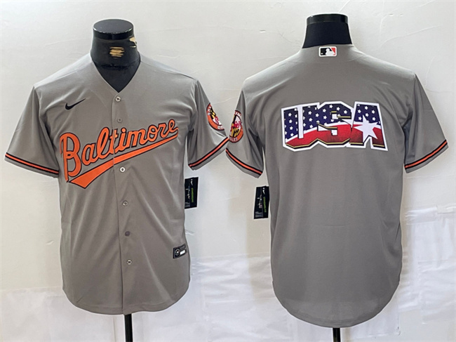 Men's Baltimore Orioles Gray Team Big Logo Cool Base Stitched Jersey Men's Baltimore Orioles Gray Team Big Logo Cool Base Stitched Jersey
